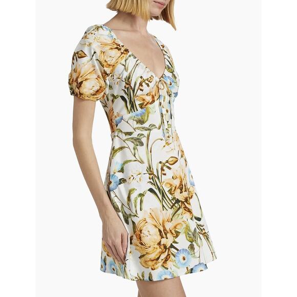 Favorite Daughter The Beloved Floral Mini Dress Short Puff Sleeves Size 14 - Picture 3 of 10